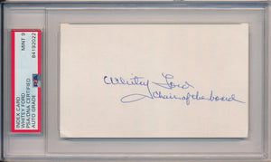 Whitey Ford Signed Auto 3x5, Inscribed Chairman of the Board. PSA 9 Mint Image 1