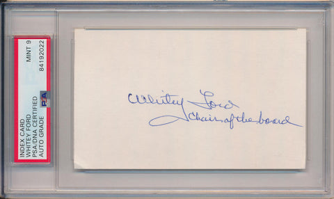 Whitey Ford Signed Auto 3x5, Inscribed Chairman of the Board. PSA 9 Mint Image 1