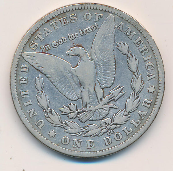 1892 CC Morgan Silver Dollar. RAW Image 2
