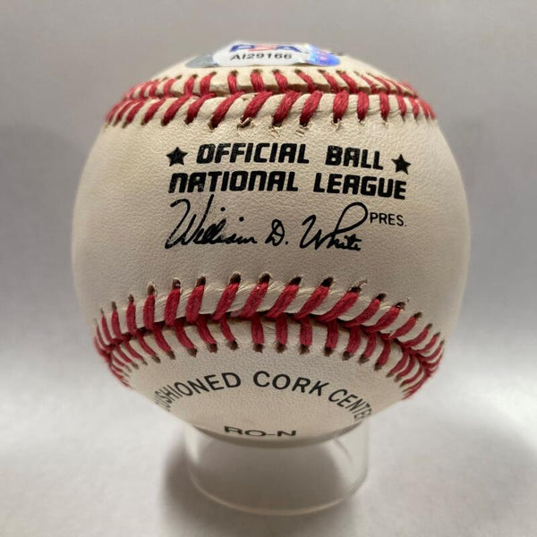 Stan Musial Single Signed Bill White ('89-'94) Baseball. PSA Image 2