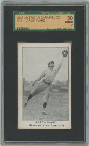 1922 American Caramel Co. Aaron Ward E 121 Card. SGC 2 Image 1