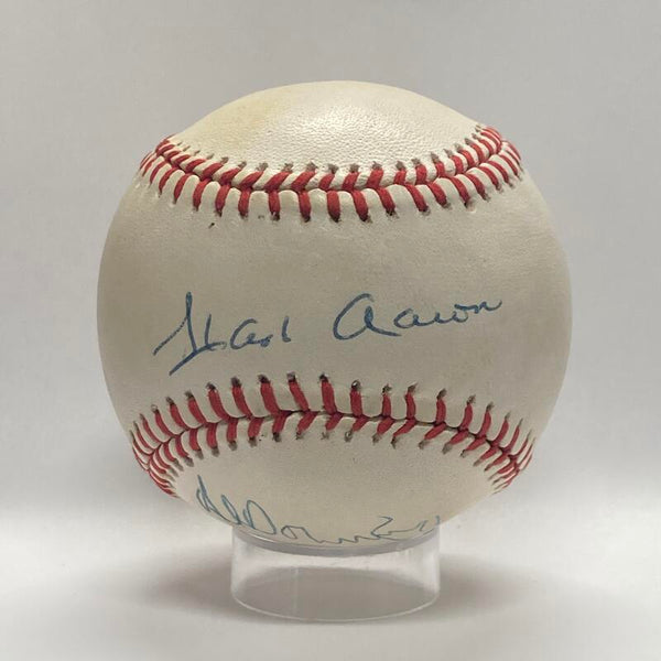 Hank Aaron and Al Downing Multi Signed Inscribed "I Pitched #715" Baseball. PSA Image 1