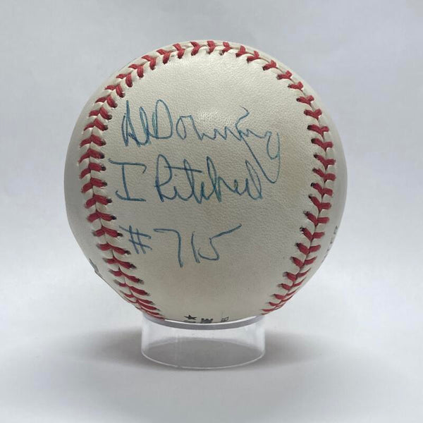 Hank Aaron and Al Downing Multi Signed Inscribed "I Pitched #715" Baseball. PSA Image 2