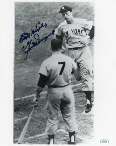 Gil McDougald Signed Inscribed "Best Wishes" 8x10 Photo w/ Mickey Mantle. Auto JSA Image 1