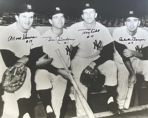 1961 NY Yankees Infield Signed 16x20 Photo. Skowron, Richardson, Kubek, Boyer. Auto PSA  Image 1