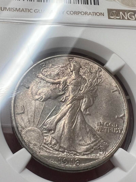 1918 D Walking Liberty Half Dollar, NGC MS61 Image 3