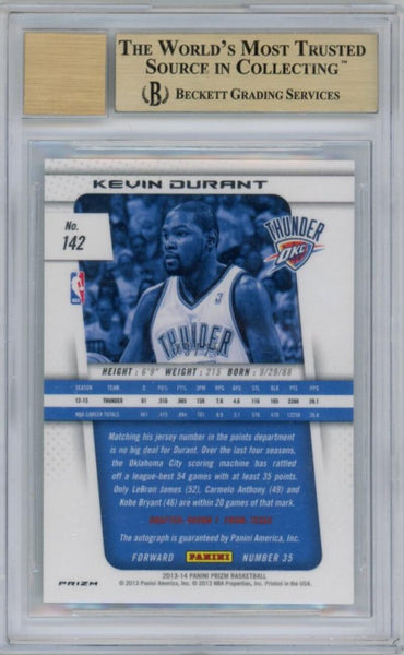 2013-14 Kevin Durant Panini Prizm Signed Card #142. Beckett 9.5 Auto 10  Image 2