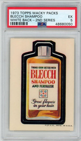 1973 Topps Wacky Packs Blecch Shampoo White Back - 2nd Series. PSA 5 Image 1