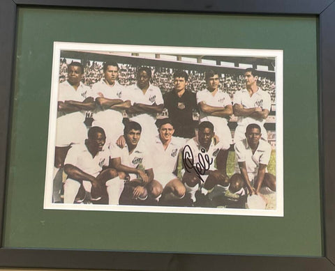 Pele Signed 1960s Santos Team Photograph 9x7. Auto JSA  Image 1