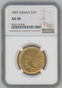 1907 $10 Gold Indian. NGC AU58 Image 1