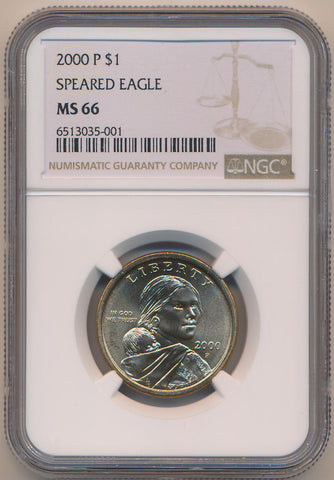 2000 P Speared Eagle Sacagawea Dollar. NGC MS66 Image 1