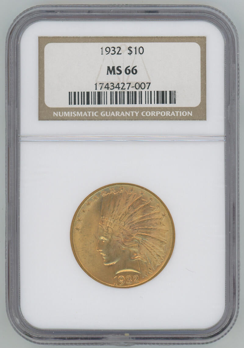 Gorgeous 1932 $10 US Gold Indian NGC MS 66, Rare High Grade Image 1