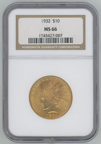 Gorgeous 1932 $10 US Gold Indian NGC MS 66, Rare High Grade Image 1