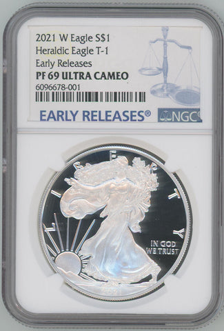 2021 W American Silver Eagle. Type 1. Early Releases. NGC PF69 UC Image 1