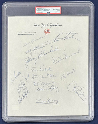 1964 Yankees Team Sheet Elston Howard & Others Multi Signed Page. PSA Image 1