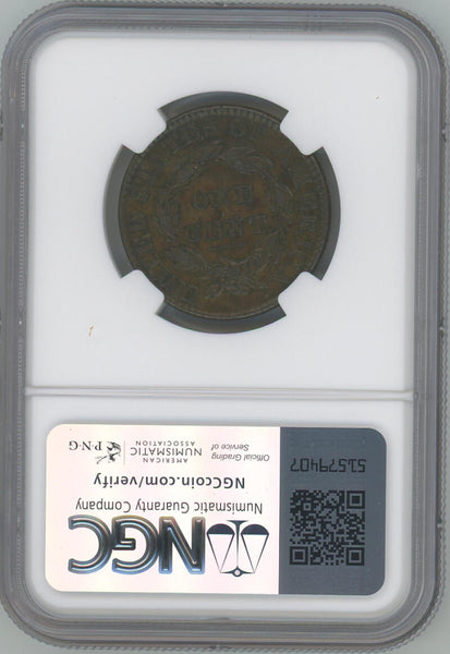1830 Large Letters Large Cent, N-8. Rarity 4. NGC AU53 BN Image 2