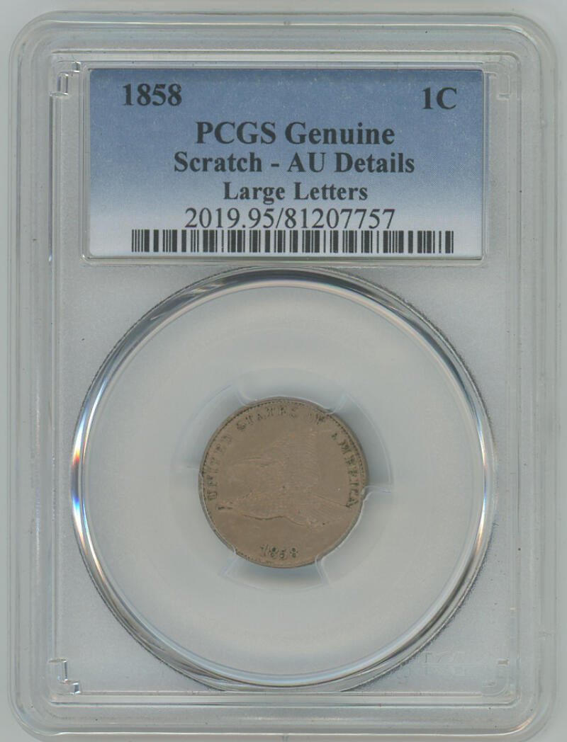 1858 Flying Eagle Cent. Large Letters. PCGS AU Details Image 1