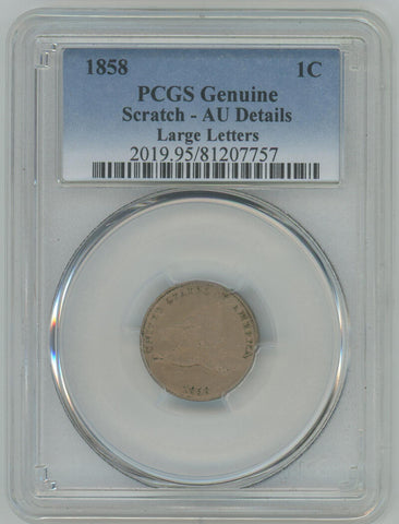 1858 Flying Eagle Cent. Large Letters. PCGS AU Details Image 1