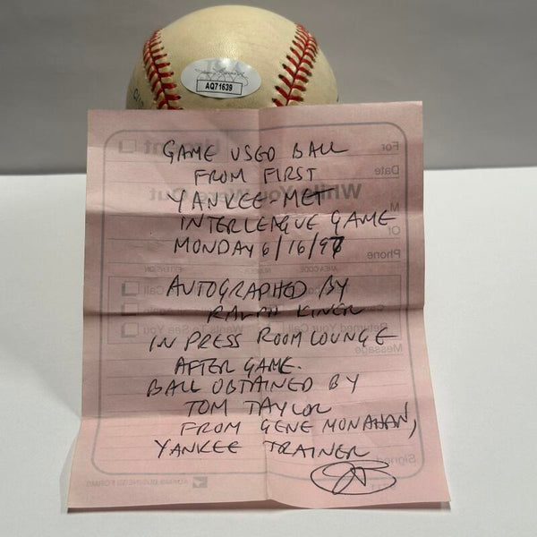 Ralph Kiner Single Signed Game Used Baseball Inscribed "To John". Auto JSA Image 5
