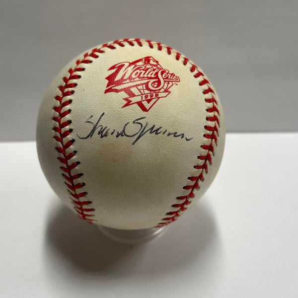 Jeff Nelson and Shane Spencer Multi Signed 1998 World Series Baseball. Auto JSA Image 2