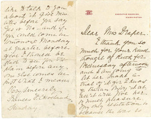 Frances Cleveland Handwritten Letter. Former 1st Lady, Great Content Image 1