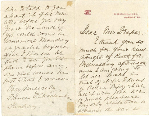 Frances Cleveland Handwritten Letter. Former 1st Lady, Great Content Image 1