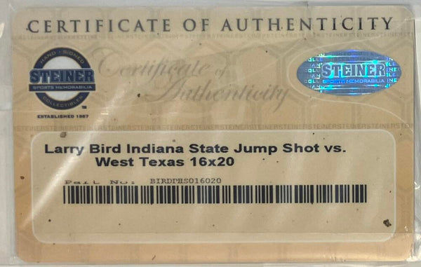 Larry Bird Signed 16x20 Photo Indiana State. Auto Steiner (sticker only) Image 3