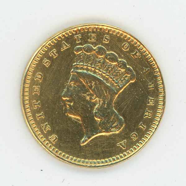 1870 S $1 Dollar Gold. Cleaned. RAW Image 2