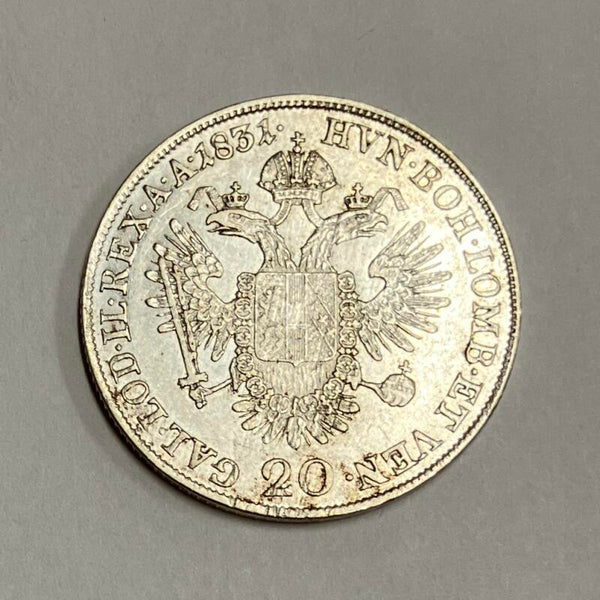 1831 Austria 20 Kreuzer Silver Coin. Image 2