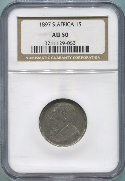 1897 South Africa 1 Shilling, NGC AU50 Image 1