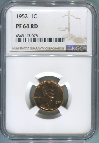1952 United States Lincoln Penny. NGC PF64 RD. Image 1