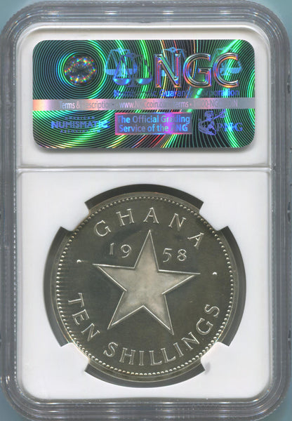 1958 Ghana Silver 10 Shilling. NGC PF63 Image 2
