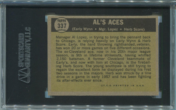 1961 Topps Al's Aces  #337. SGC 88 NM/MT 8. Chicago White Sox Image 2