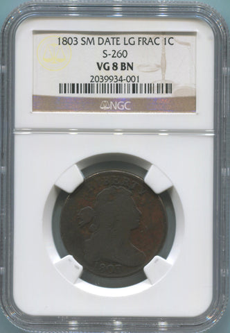 1803 Large Cent, Small Date, Large Fraction. S-260. NGC VG8 Brown Image 1