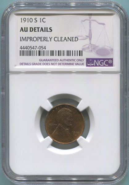 1910 S Lincoln Cent, NGC AU Details Image 1