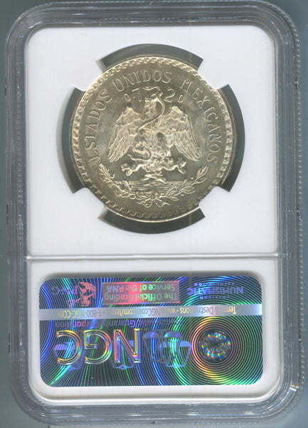 1943 M Mexico Silver Peso. NGC MS 64
