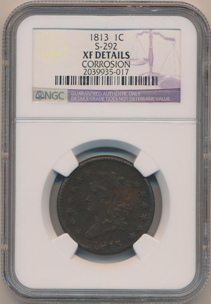 1813 Classic Head Large Cent. S-292 NGC XF Details Image 1