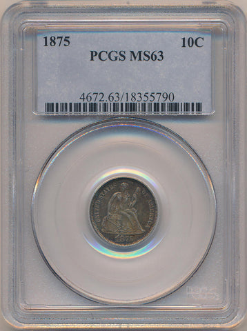 1875 Seated Dime, PCGS MS63 Image 1