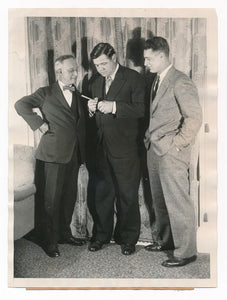 Babe Ruth & Lou Gehrig with Governor Alfred E Smith. International Newsreel Original Photo, Type 1 PSA - 1928 Image 1