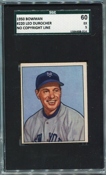 1950 Bowman Leo Durocher #220. SGC 60 ex 5 Image 1