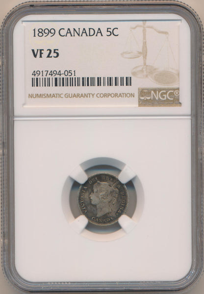1899 Canada 5 Cents. Nickel. NGC VF25 Image 1