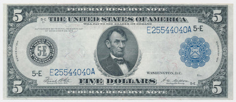 1914 $5 Dollar Federal Reserve note Image 1