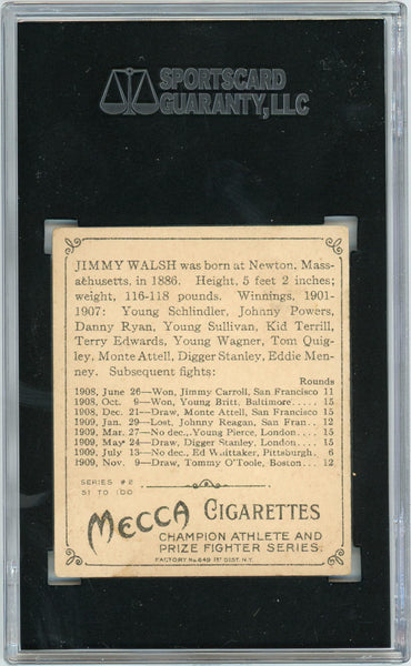 1910 Mecca Cigarettes Jimmy Walsh T218. SGC 4 VG/EX Image 2