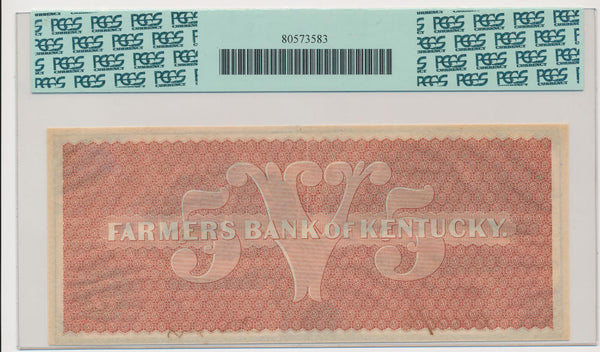 Farmers Bank of Kentucky $5 Remainder Note. Obsolete. Frankfort, KY. PCGS 63