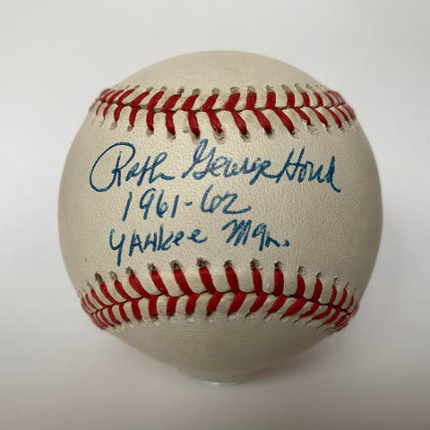 Ralph Houk Signed & Inscribed Full Name Baseball, "1961-62 Yankee Mgr". PSA Image 1