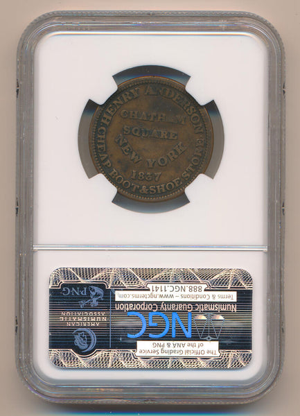 1837 New York NY Henry Anderson Hard Time token. NGC VF Details Image 2
