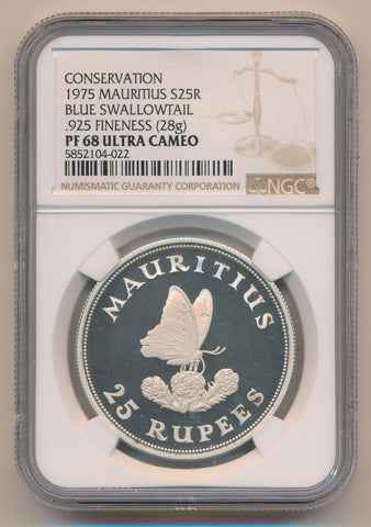 1975 Conservation Indonesia S25R Blue Swallowtail. NGC PF68 Ultra Cameo Image 1