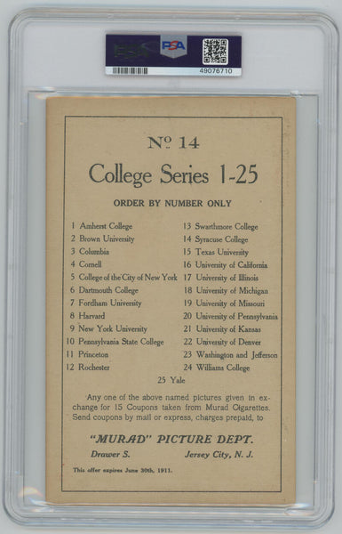1910-11 Syracuse #14 T6 Murad Tobacco Premium Large College Series Type 1 PSA  Image 2