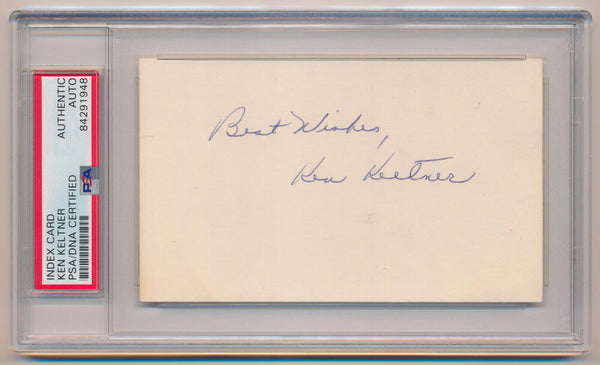 Ken Keltner Signed Index Card. PSA/DNA. Image 1