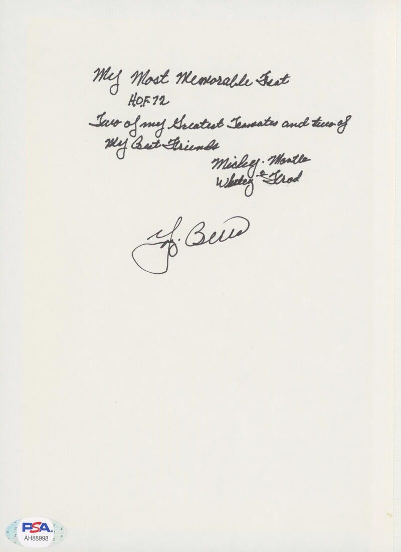 Yogi Berra "My Best Friends Mickey Mantle & Whitey Ford" Signed Book PSA Image 1